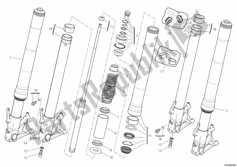 All parts for the Front Fork of the Ducati Hypermotard 1100 EVO 2012